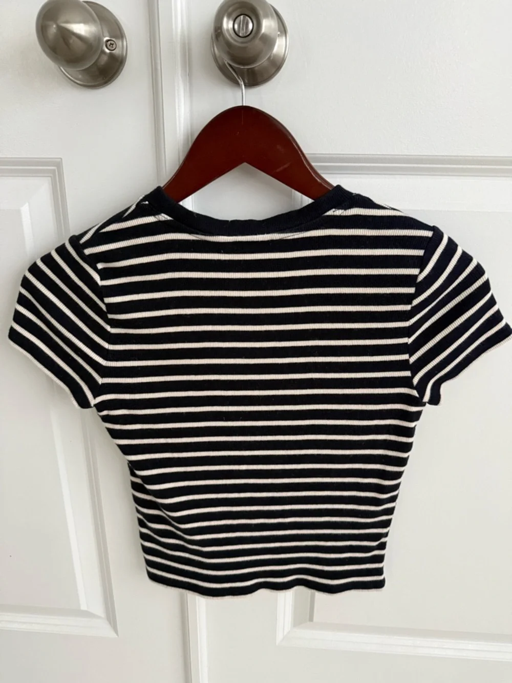 Sezane Camil Striped Navy and White Knit Tee - Picture 2 of 3